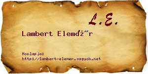 Lambert Elemér névjegykártya
